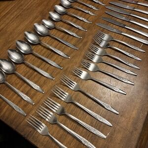 35 Pc. NASCO TEMPTATION Dinner Fork Spoon Knife Stainless Korea Single Rose
